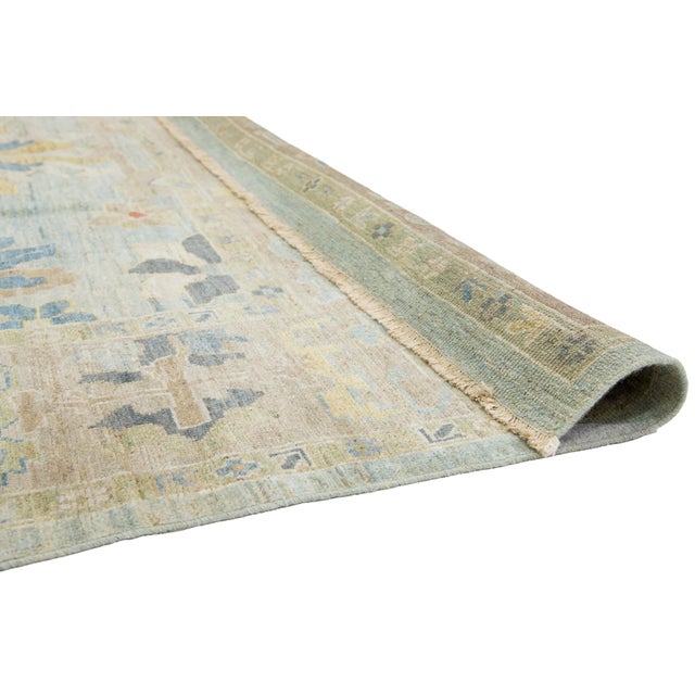 Modern Apadana's Blue Modern Sultanabad Wool Rug Handmade With Allover Design For Sale - Image 3 of 10