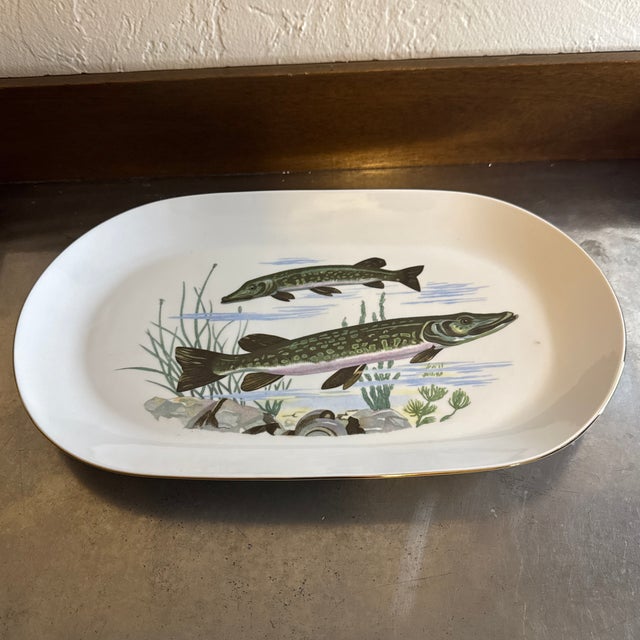 White Vintage Mediterranean Ba Aria Oval Porcelain Fish Platter For Sale - Image 8 of 8