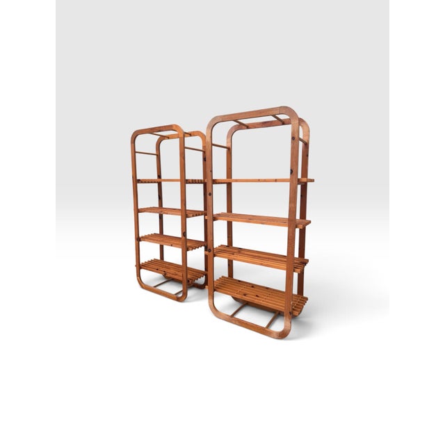 Vintage 1970s Bentwood Bamboo Slatted Étagères – Pair For Sale - Image 4 of 8