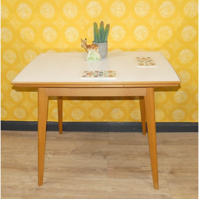 Mid-Century Modern Vintage Extendable Kitchen Table in Wood, 1950s For Sale - Image 3 of 11