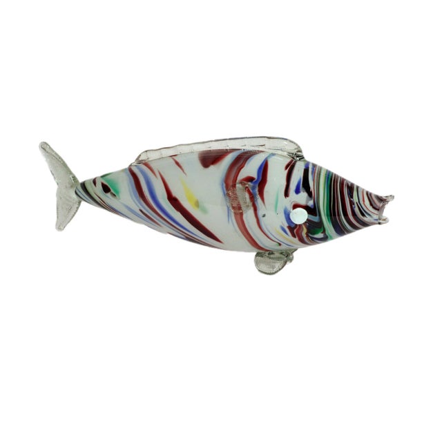 Glass Large Murano End of Day Glass Fish Vase 1960s Murano, Italy For Sale - Image 7 of 10