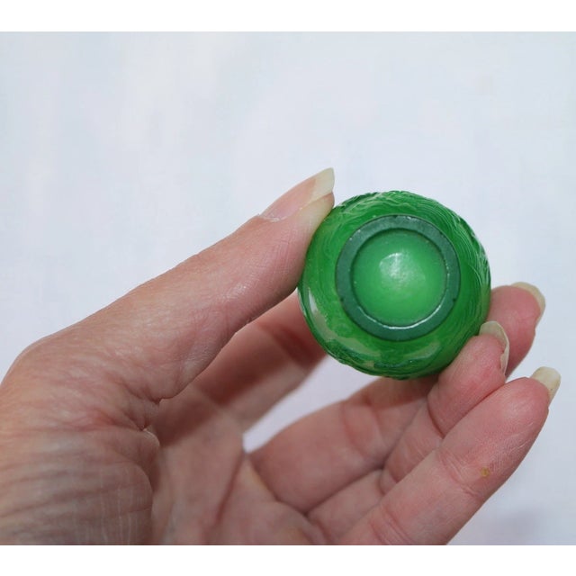 Lime Green Glass Overlay Chinese Snuff Bottle With Stopper 3" For Sale - Image 11 of 12