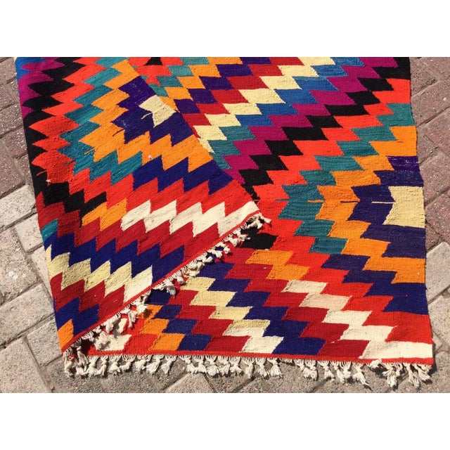 Red Bohemian Style Kilim Rug - 65" X 110" For Sale - Image 8 of 9