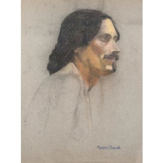 Albert Fernand-Renault - Portrait - Original Pastel and Charcoal - Early 20th Century For Sale