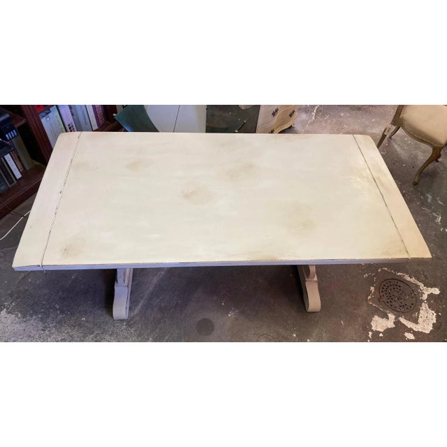 Traditional Vintage White Solid Oak Dining Table For Sale - Image 3 of 10