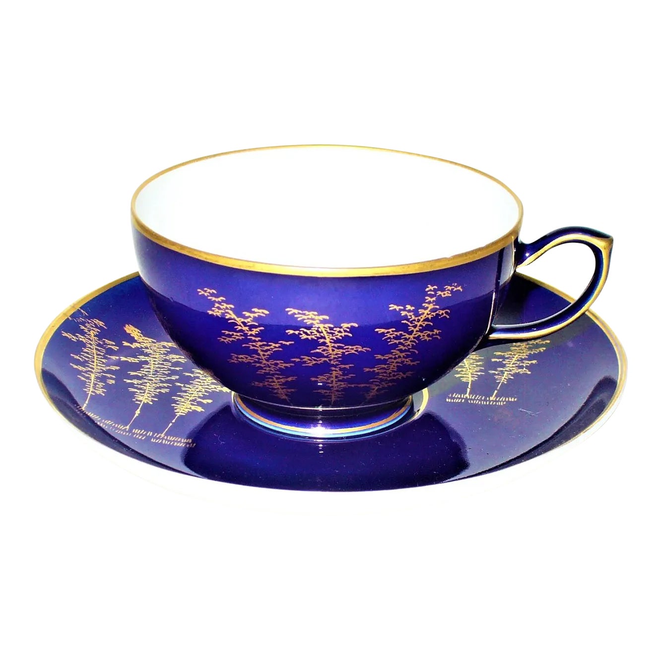 Vintage Fukagawa Arita China Cobalt Blue Cup & Saucer, Golden 