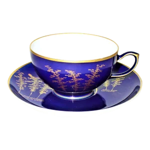 Vintage Fukagawa Arita China Cobalt Blue Cup & Saucer, Golden Bamboo, Japan