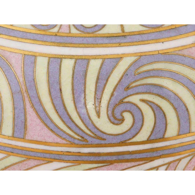 Late 19th Century Japanese Swirl Design Cloisonne Enamel Vase W Handles For Sale - Image 5 of 8