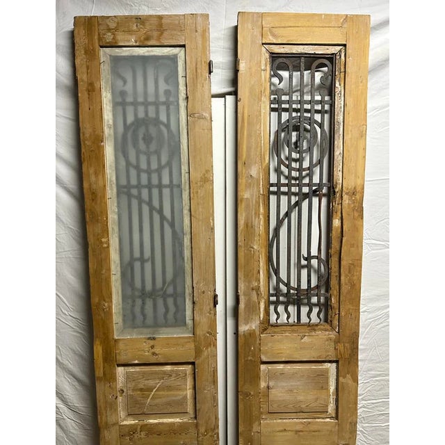 Late 19th Century Late 19th Century Double French Doors With Metal/Glass - A Pair For Sale - Image 5 of 6
