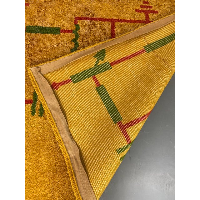 1930s Mid-Century Art Deco Modernist Yellow, Red, Green Wool Rug, 1930s For Sale - Image 5 of 17