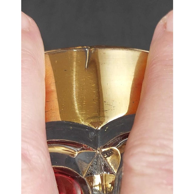 Antique Eapg Imperial Glass Bohemian Style Ruby Stain Wide Gold Trim Pitcher & 5 Tumblers Bar Set For Sale - Image 9 of 11