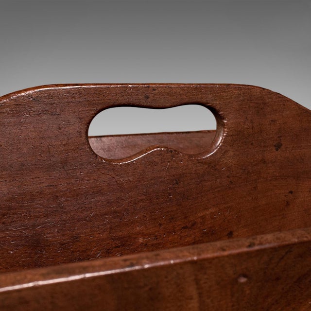 Brown Antique Butler's Carry, English, Walnut, Country House, Work Box, Tray, Georgian For Sale - Image 8 of 10