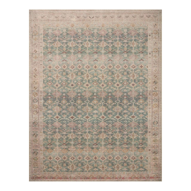 Angela Rose x Loloi Aubrey Rug Aqua / Sand 3'-9" x 5'-6" Accent Rug For Sale