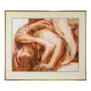 Lovers - Nude Couple in Bed - Figurative Composition in Acrylic on Paper by Byron Richard Rodarmel For Sale