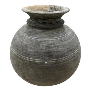 Vintage Round Wooden Vessel For Sale