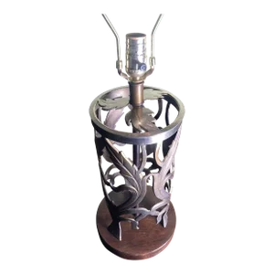 Late 20th Century Frederick Cooper Silver Botanical Leaf Cutout Table Lamp