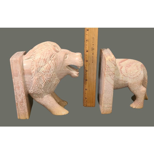 Late 20th Century Late 20th Century Hand Carved Italian Marble Lion Bookends- a Pair For Sale - Image 5 of 8