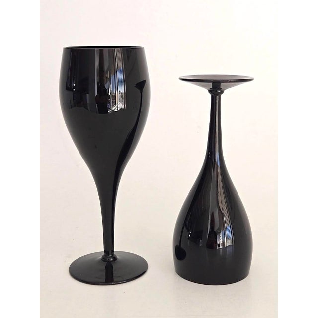 1980s 1980s Elegance Elegant Midnight Black by Mikasa Wine and Water Goblets, 14 Pieces For Sale - Image 5 of 10