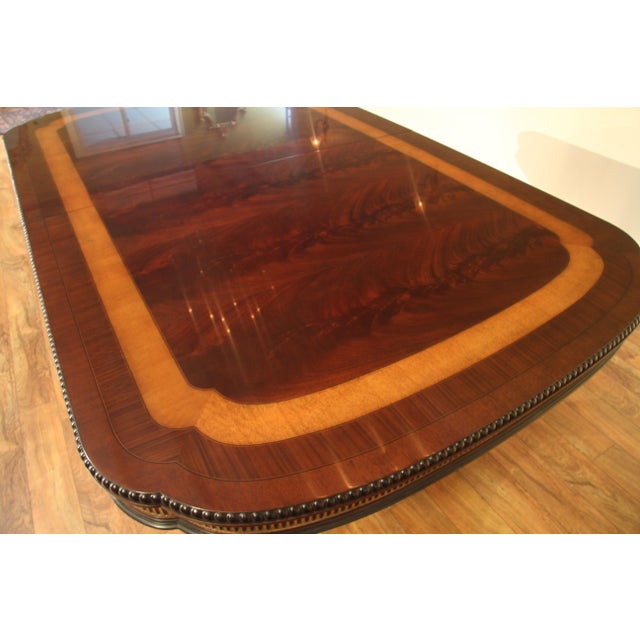 2020s Large and Robust Neoclassical Mahogany Dining Table With Gold Leaf. New American Finish, Immaculate For Sale - Image 5 of 17