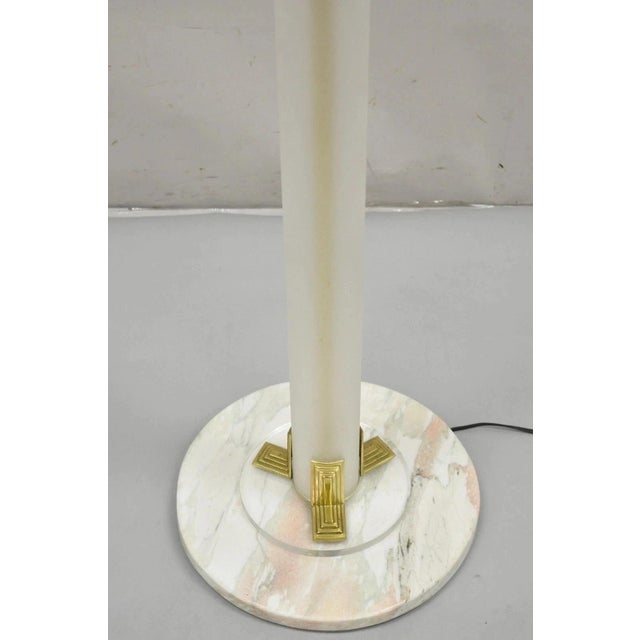 Vintage Postmodern Art Deco Figural Frosted Acrylic & Glass Torchiere Floor Lamp For Sale - Image 4 of 13
