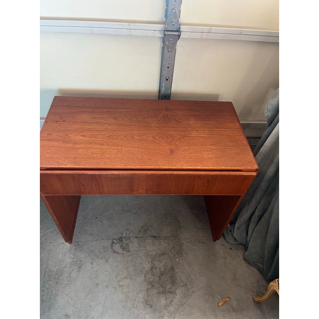 1960s Komfort Made in Denmark a Mid-Century Danish Modern Teak Flip-Top Vanity Desk For Sale In Phoenix - Image 6 of 12