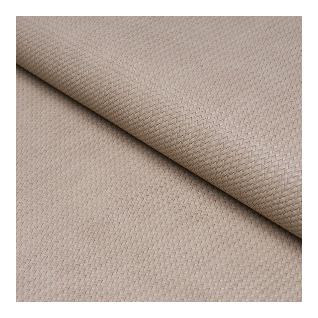 Schumacher Vegan Leather Rattan Indoor/Outdoor Fabric in Taupe For Sale