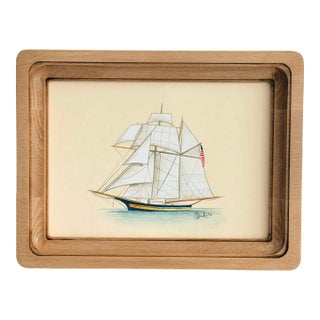 Original Hand-Painted Sailboat Painting Framed For Sale