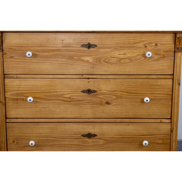 Wood Antique Waxed Stripped Pine Chest of 3 Drawers, Late 19th Century For Sale - Image 7 of 9