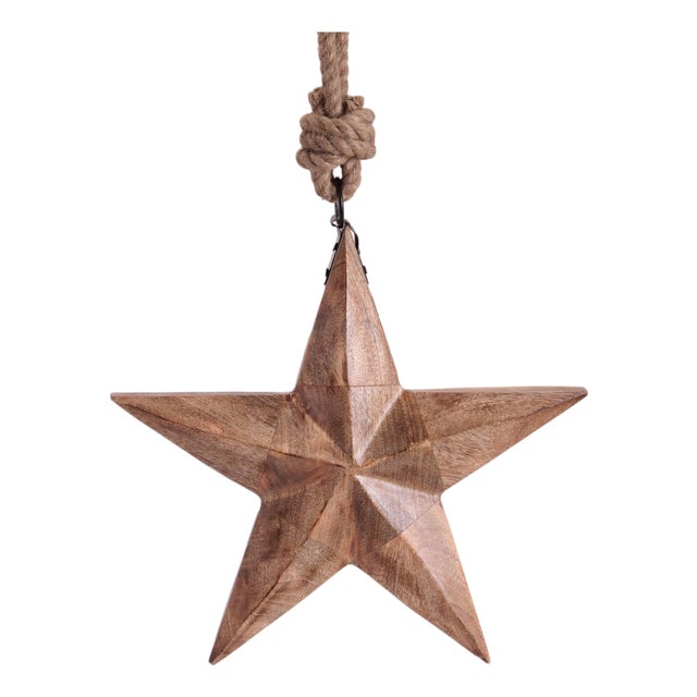 Wood and Jute Star Ornament 14.75"H For Sale