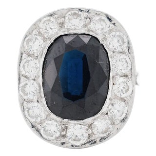 2.3 carat Sapphire and Diamond Platinum Ring, Size 7 For Sale