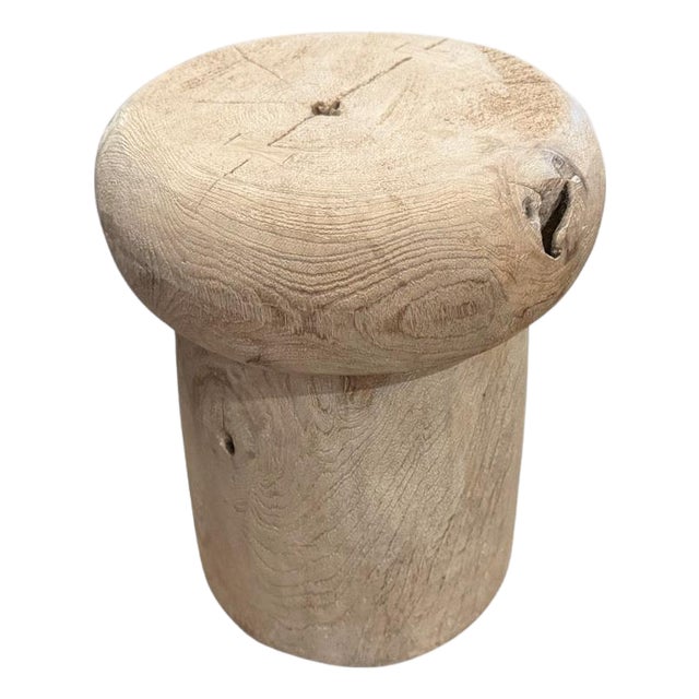 Andrianna Shamaris Wabi Sabi Teak Wood Side Table For Sale