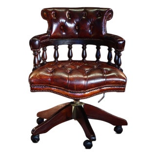 Captain's Swivel Armchair in Leather by George Smith, 2010s For Sale