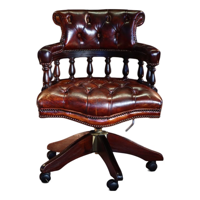 Captain's Swivel Armchair in Leather by George Smith, 2010s For Sale