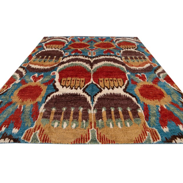 Colorful Modern Moroccan Handmade Wool Rug For Sale - Image 4 of 13