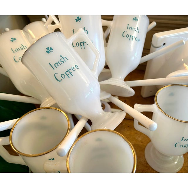 Early 20th Century Milk Glass Irish Coffee Mugs, Set of 8 For Sale - Image 12 of 12