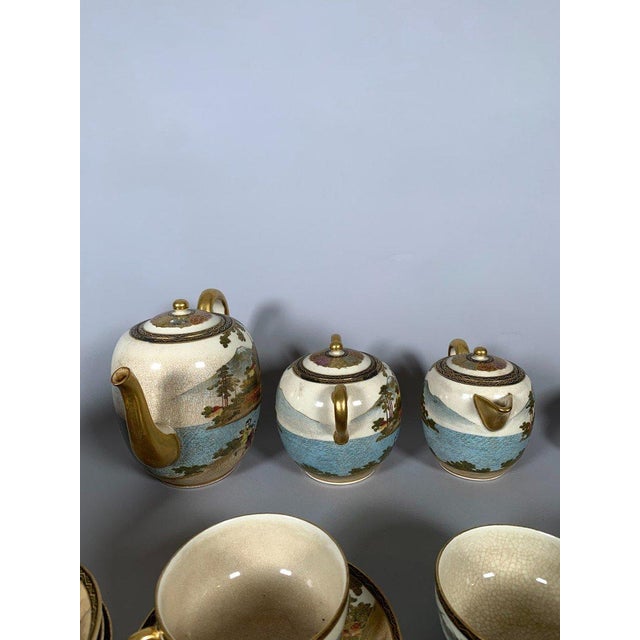 19th Century Satsuma earthenware tea service, Meiji period - Set of 36 For Sale - Image 11 of 12
