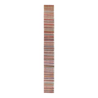 Rug & Kilim’s Oversized Flat Weave Runner in Pink & Colorful Plaid Pattern For Sale