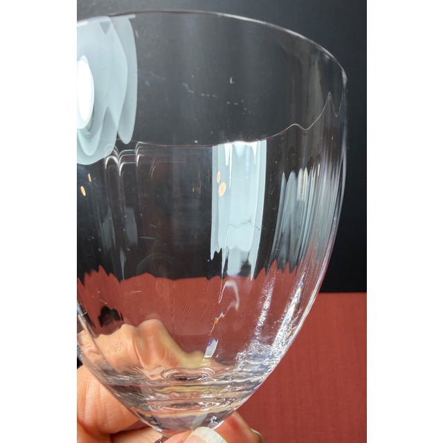 Vintage Crystal Fluted Wine Goblets - Set of 9 For Sale - Image 17 of 18