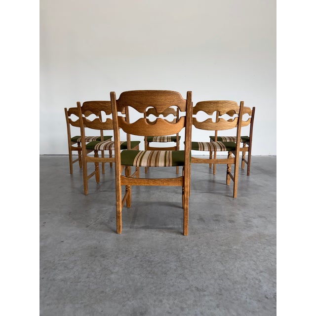 1960s Henning Kjaernulf Attrb Danish Oak Vintage Razor Blade Dining Chairs, Set of 6 For Sale - Image 5 of 12
