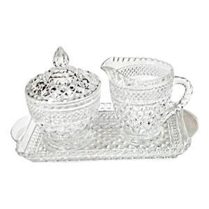 Vintage Hollywood Regency Creamer, Sugar & Cranberry Set- 3 Pieces