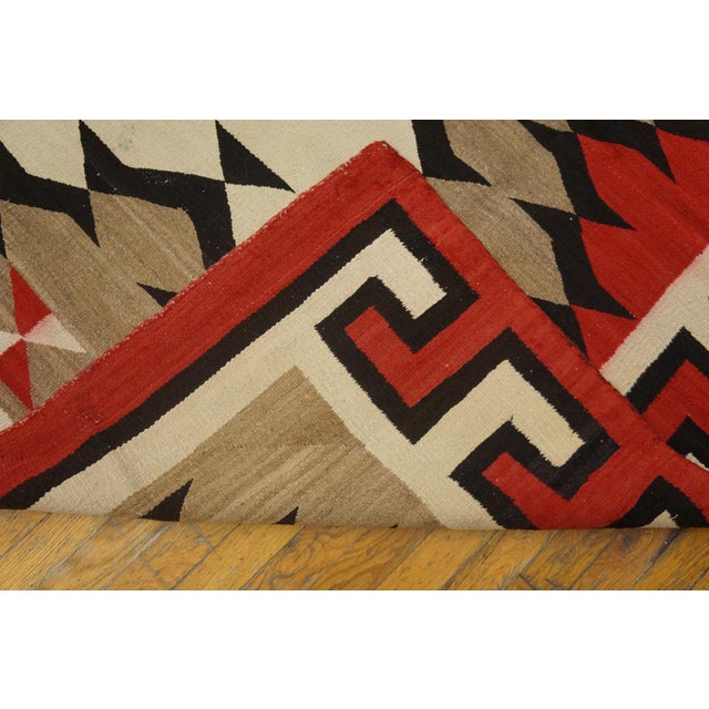 1920s Gray Geometric Tribal Antique American Navajo Rug 5'6" X 6'6" Flatweave Wool Carpet For Sale In New York - Image 6 of 7