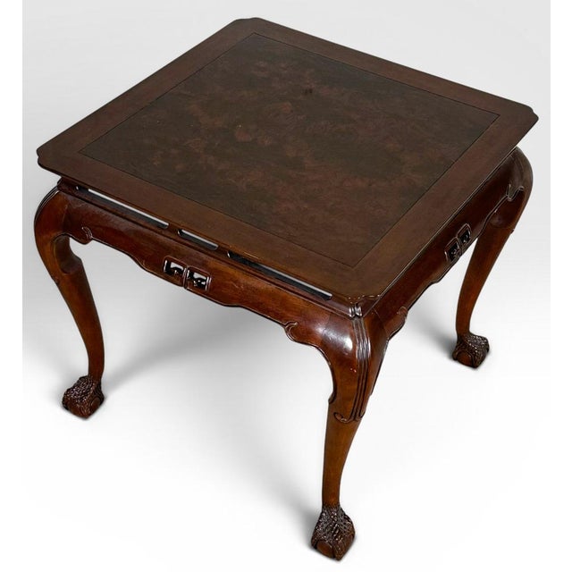 Vintage Drexel Heritage Ming Treasure Burlwood Asian Modern Side Table This exceptional vintage Drexel Heritage side table...