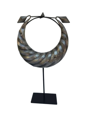 Vintage Tribal Metal Necklace on Stand