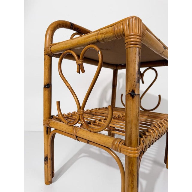 Mid-Century Modern Italian Riviera Style Cane, Bamboo and Rattan Bedside Table, 1960s For Sale - Image 16 of 18
