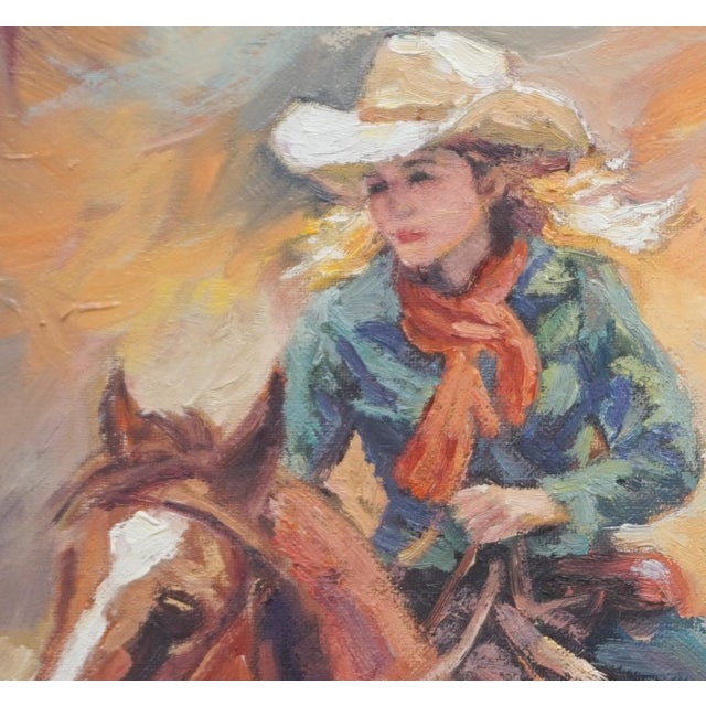 Impressionist Original Oil Painting of Horse Rider For Sale - Image 3 of 5