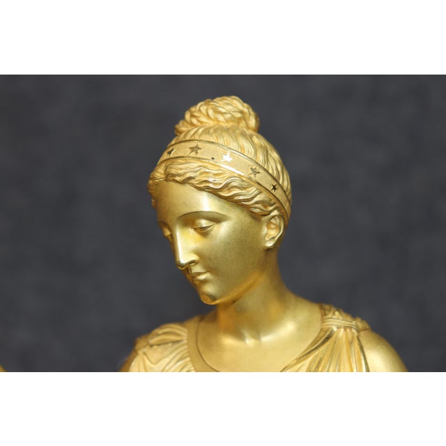 19th C. Large French Empire Bronze Gilded Ormolu Figural Clock For Sale - Image 12 of 17
