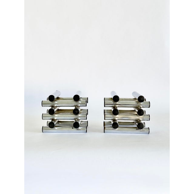 Modern Architectural 1970s Artist-Made Stacked Rod Bookends For Sale - Image 3 of 8
