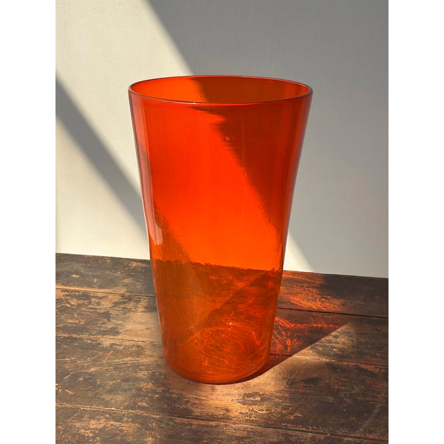 Orange Vintage Large-Scale Orange Blown Glass Vessel, Circa 1970s For Sale - Image 8 of 14