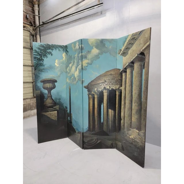 Mid 20th Century Vintage Italian Hand Painted Screen Styled After Maitland-Smith For Sale - Image 5 of 7