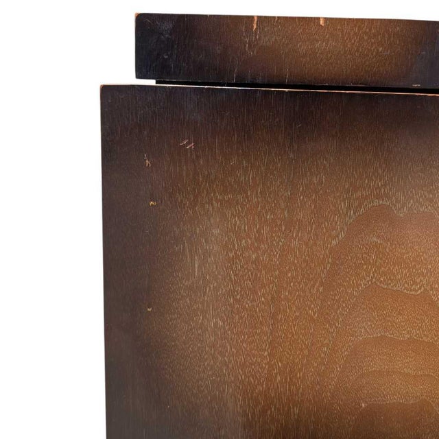 Chestnut 1950s Atomic Walnut Drop-Front Nightstand With Metal Legs, Mid-Century For Sale - Image 8 of 16
